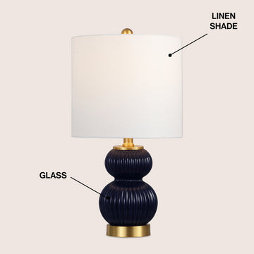 Daphne 20" Ribbed Metal/Glass LED Table Lamp